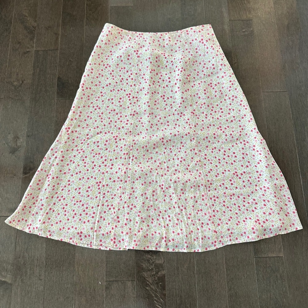 Vintage Soft Girl Coquette David Brooks Midi Skirt Floral Romantic 90s Pink 8